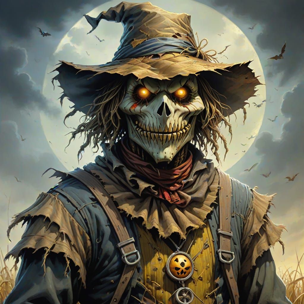 Horror Portrait of Scarecrow in Doré Style