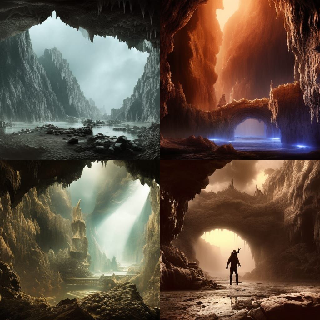 Epic Cave Digital Matte Painting