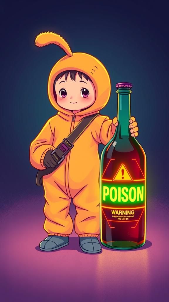 Cartoon Telly Tubbie with Strap-On Prop in Manga Style