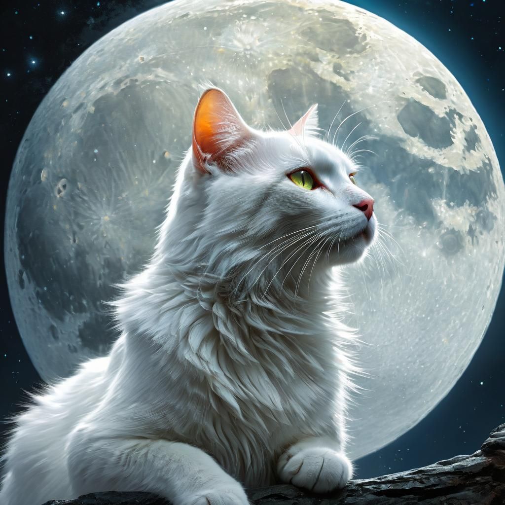 Enchanting Moonlit Feline in Dark Fantasy Art