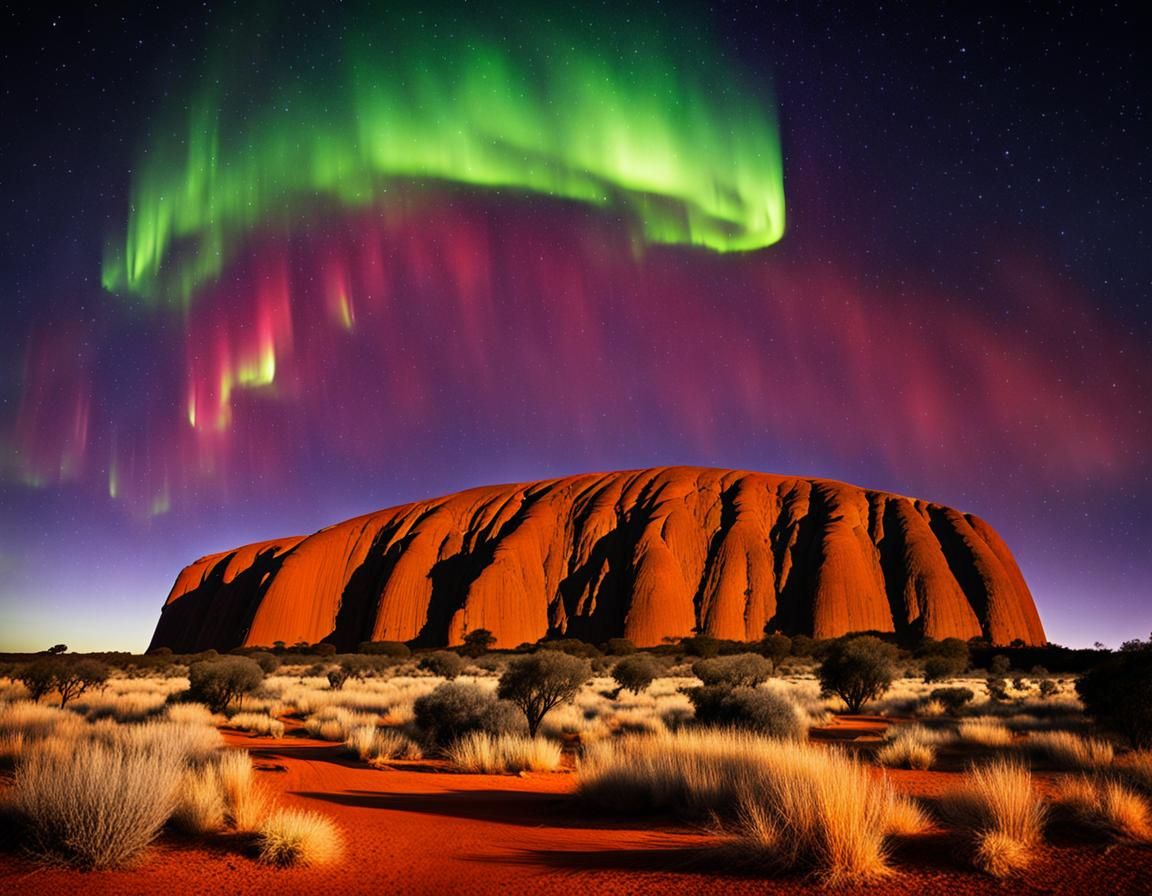 Aurora Borealis Over Ayers Rock