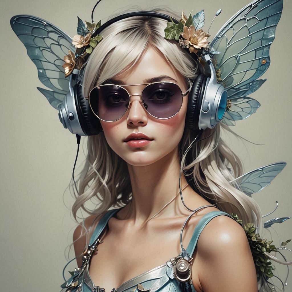 Hypermodern Fairy with Sunglasses Close-Up