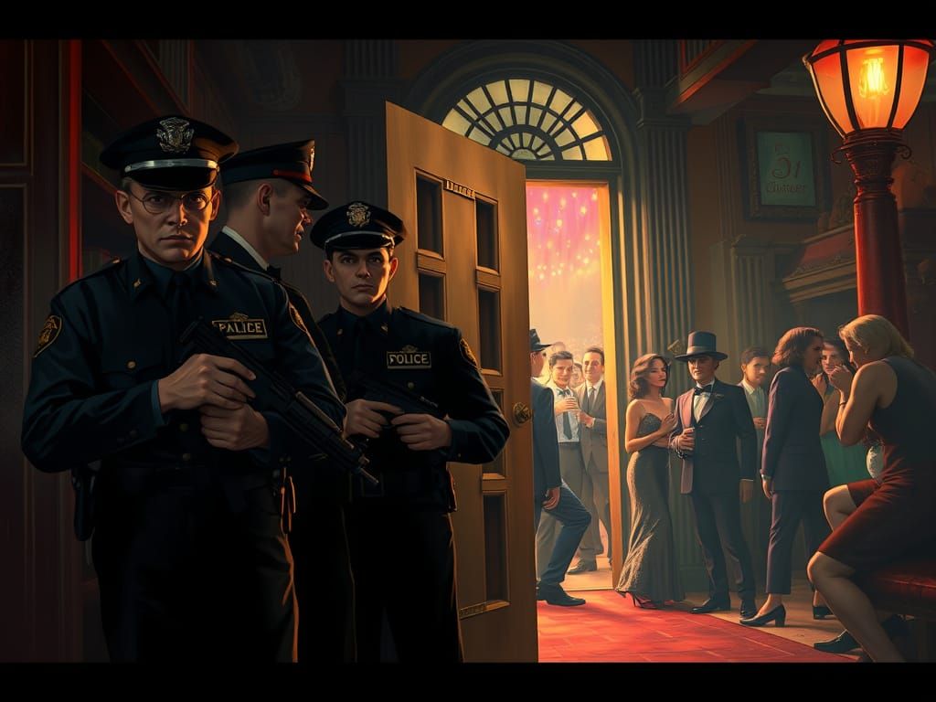 Chicago Police Ambush Speakeasy in Noir Style