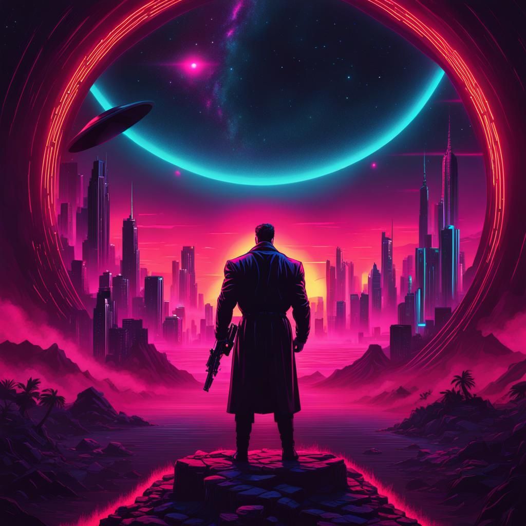 Synthwave Bodybuilder Seeks Revenge with Gun