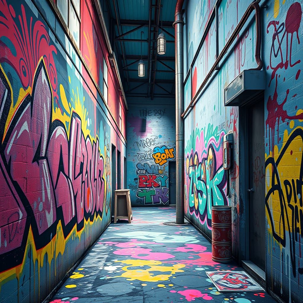 Vibrant Street Art With Graffiti and Melting Gouache Effects