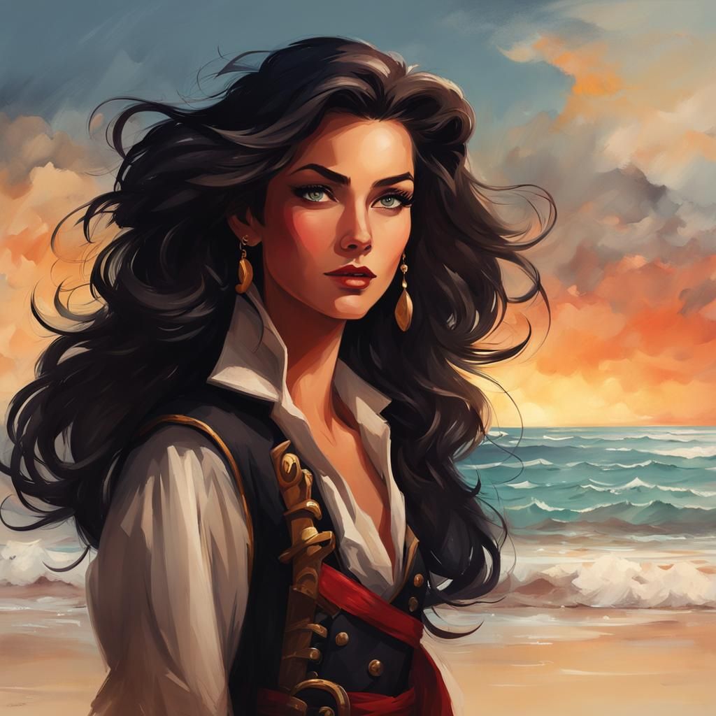 Beautiful Woman on Beach Concept Art