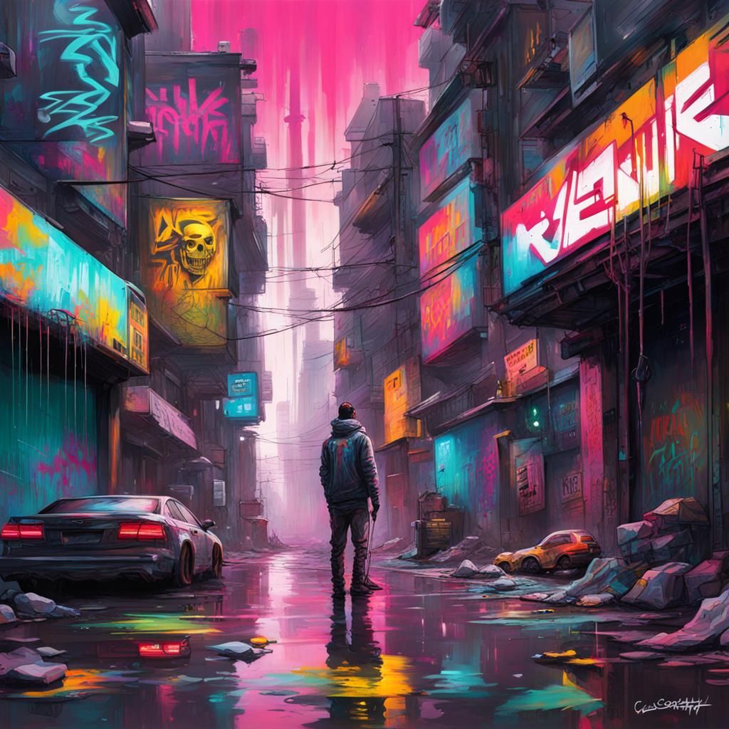 Cyberpunk Revenge Graffiti Art in Ultra Detail