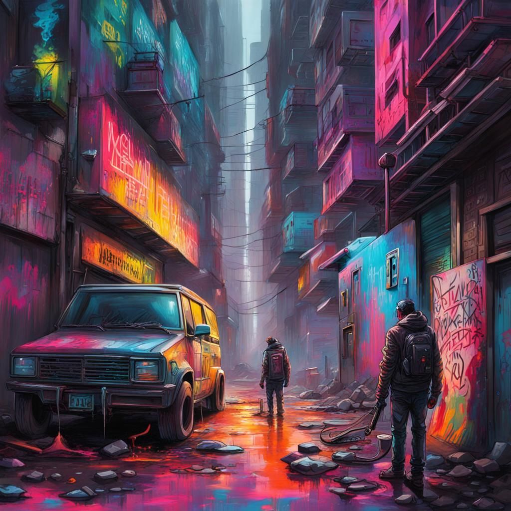 Cyberpunk Revenge: Graffiti Art in a Polychromatic City
