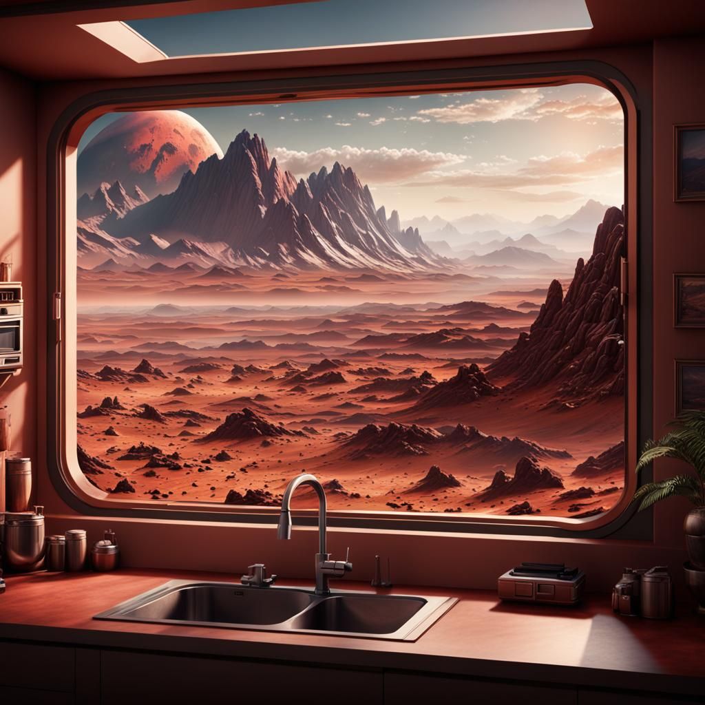 Mars Habitat Window View: Digital Matte Painting