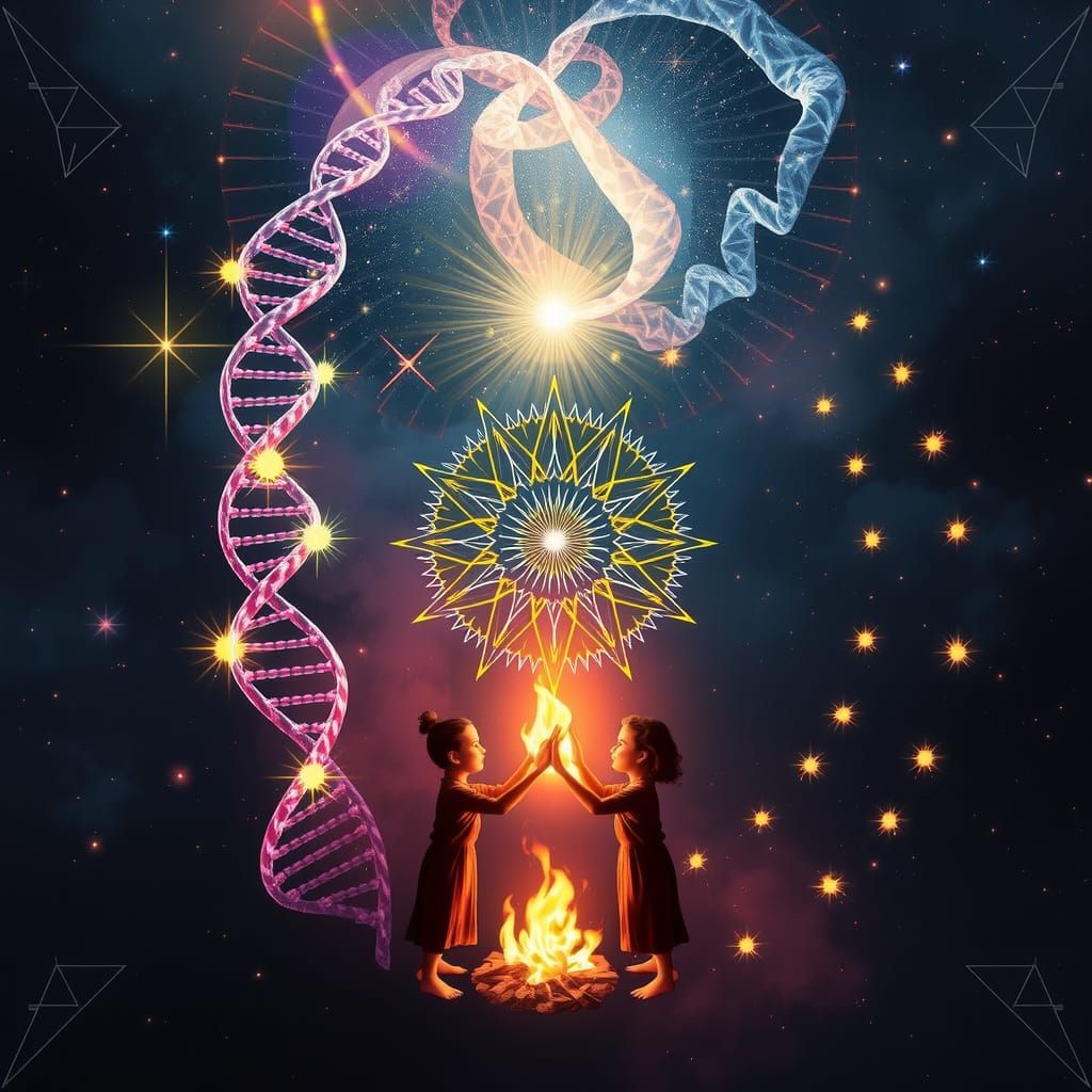 Cosmic DNA Threads and Dreamlike Light Mandalas