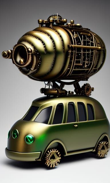 Detailed Steampunk Airship Made of Scrap Metal