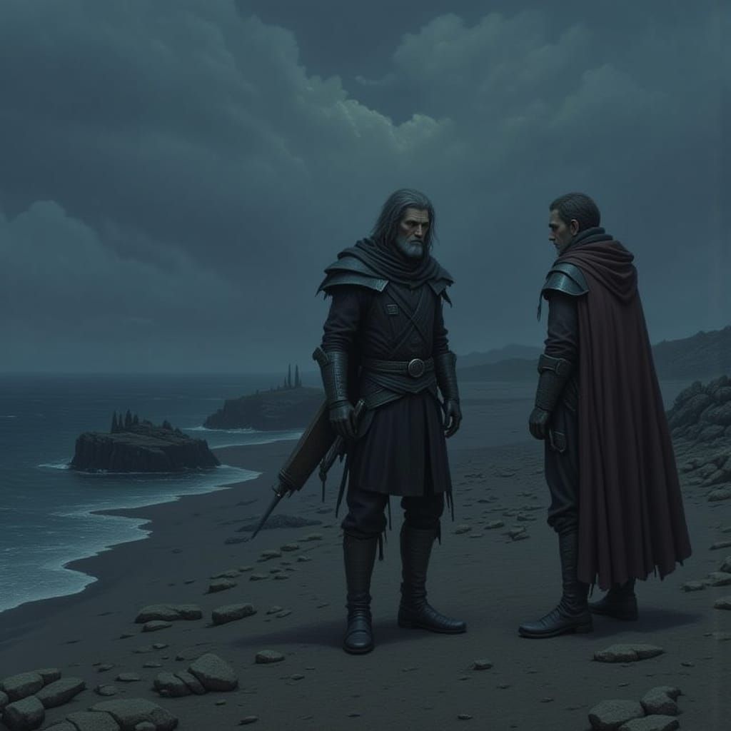 Sci-Fi Crew Encounters Eyeless Stranger on Beach Under Dark ...