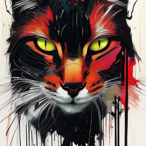 Beautiful Cat Portrait with Textured Speedpaint Effects