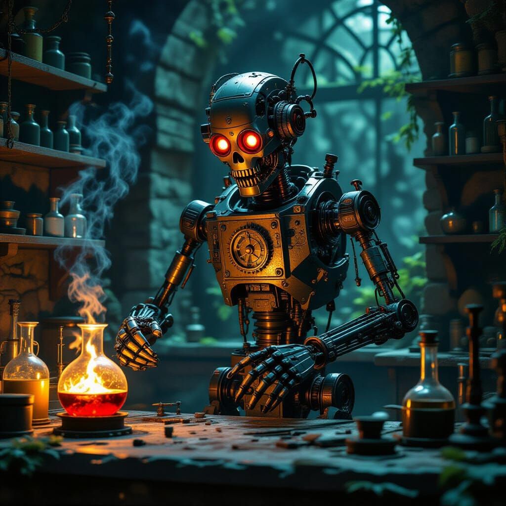 Sinister Steampunk Automaton Crafts Life in Dark Lab
