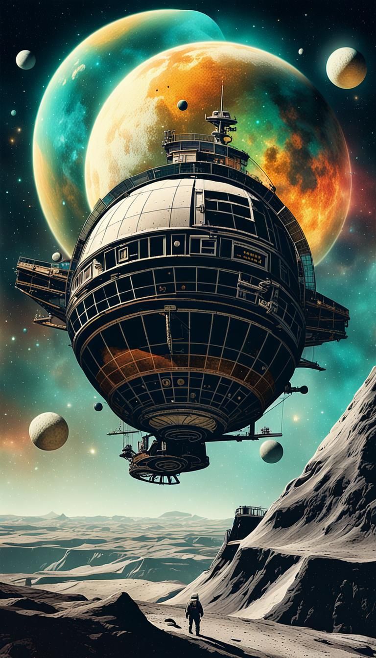 galaxy explorer flying pirate sailing ship in space with an ...