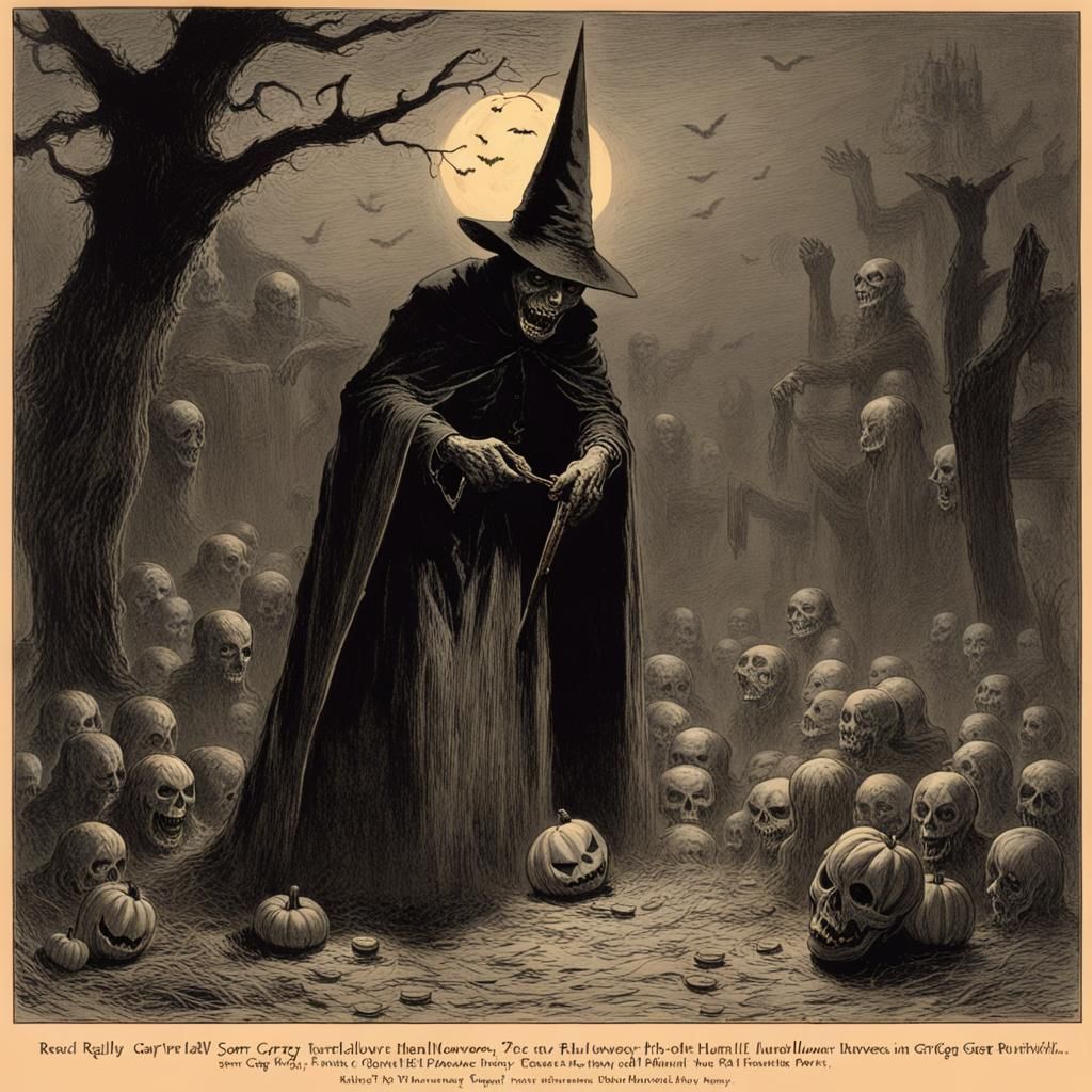 Scary Halloween Horror in Doré Style