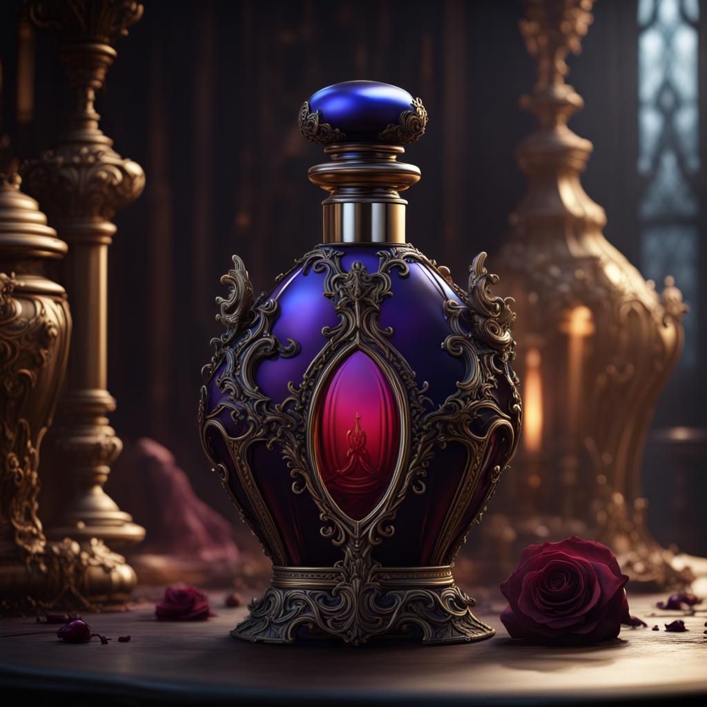 Detailed Gothic Perfume Bottle Concept Art