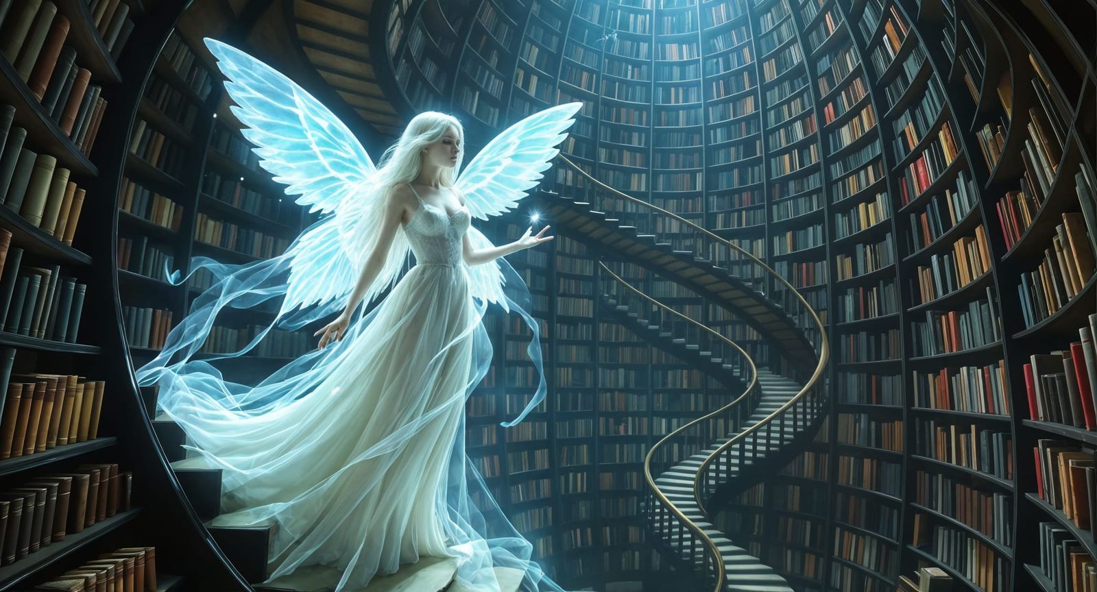 Ethereal Librarian Casting Spells in Tower Library