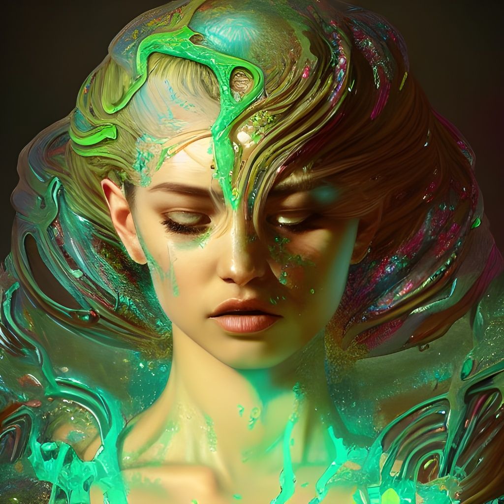 Holographic Slime Goddess Fantasy Art