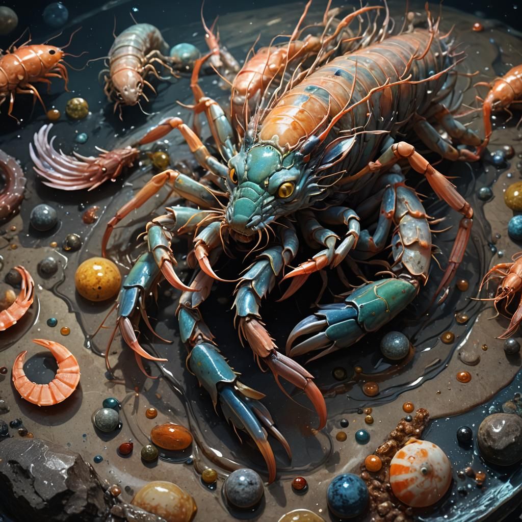 Wolf Shrimp Lunar System in Dark Fantasy Style