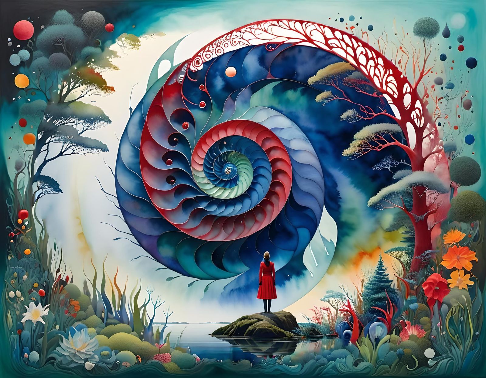 Ethereal Floral Garden Forest in Watercolor Style