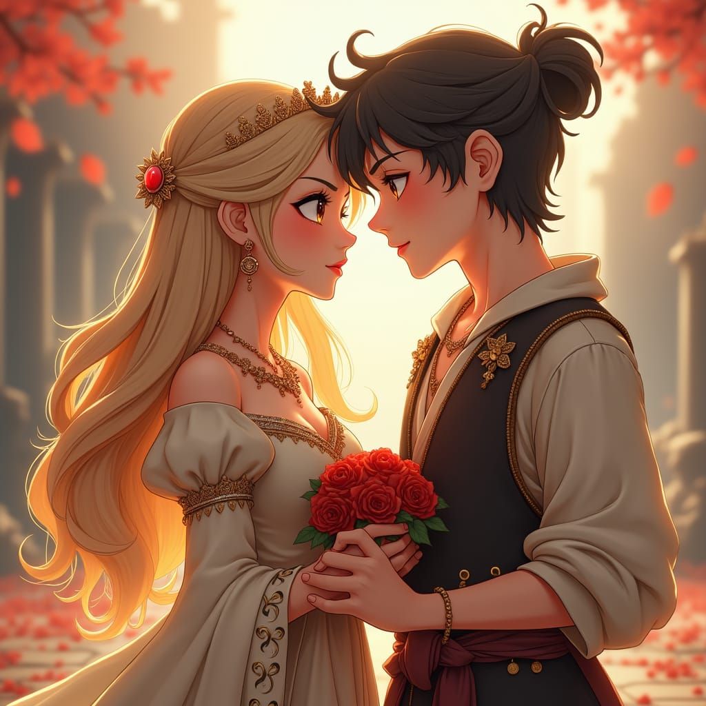 Princess and Poor Boy in Blossoming Love, Anime Art