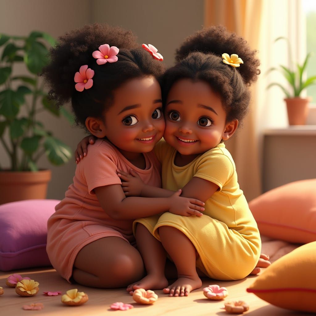 A Young Black Girl Surrounded by Love and Vibrant Flowers in...