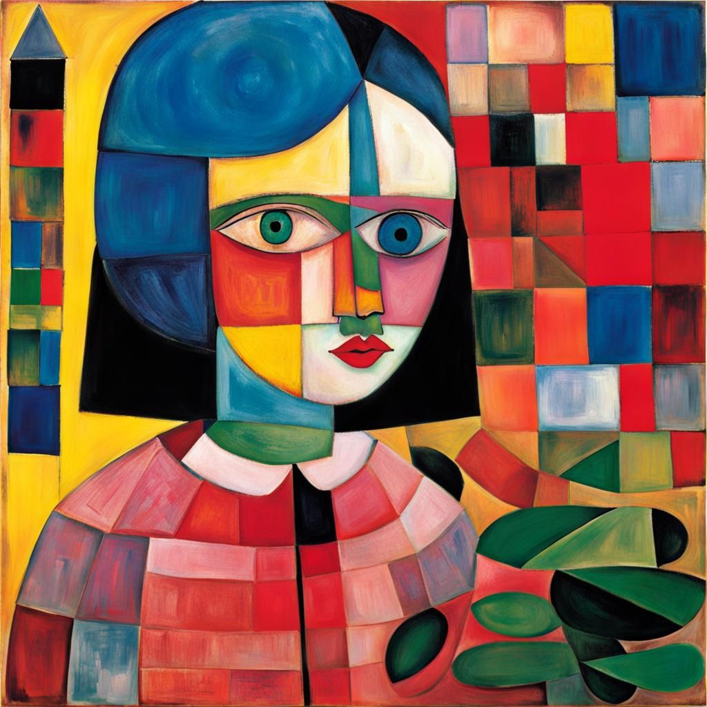 Girl in Secret Garden: Abstract Art Style