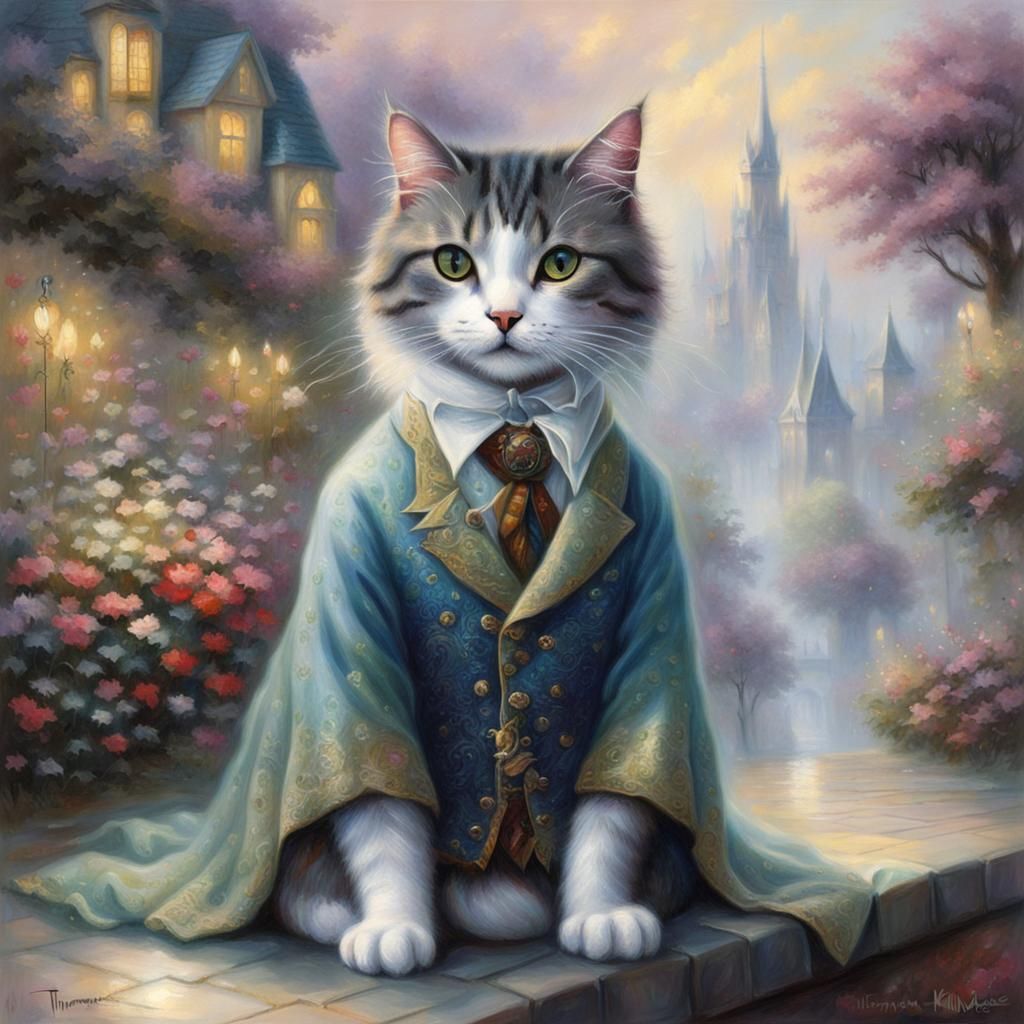 Ethereal Fantasy Cat in Clothes, Hyperdetailed