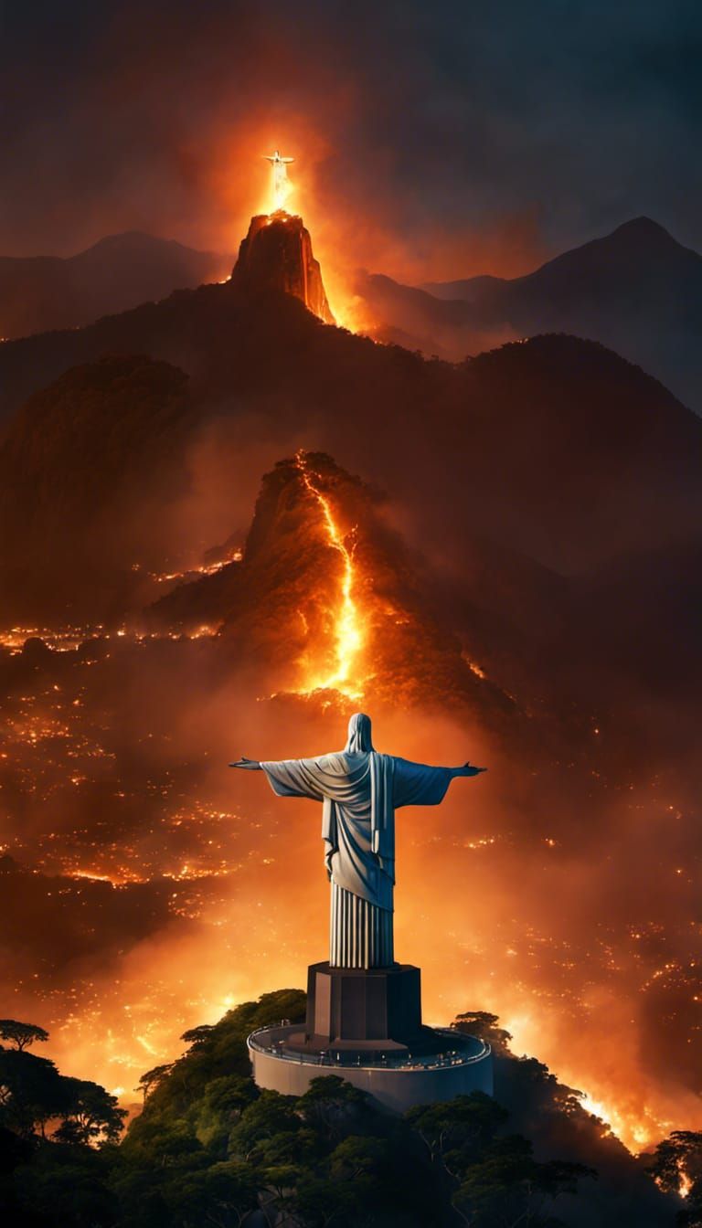 Christ the Redeemer Ablaze in Post-Apocalyptic Rio