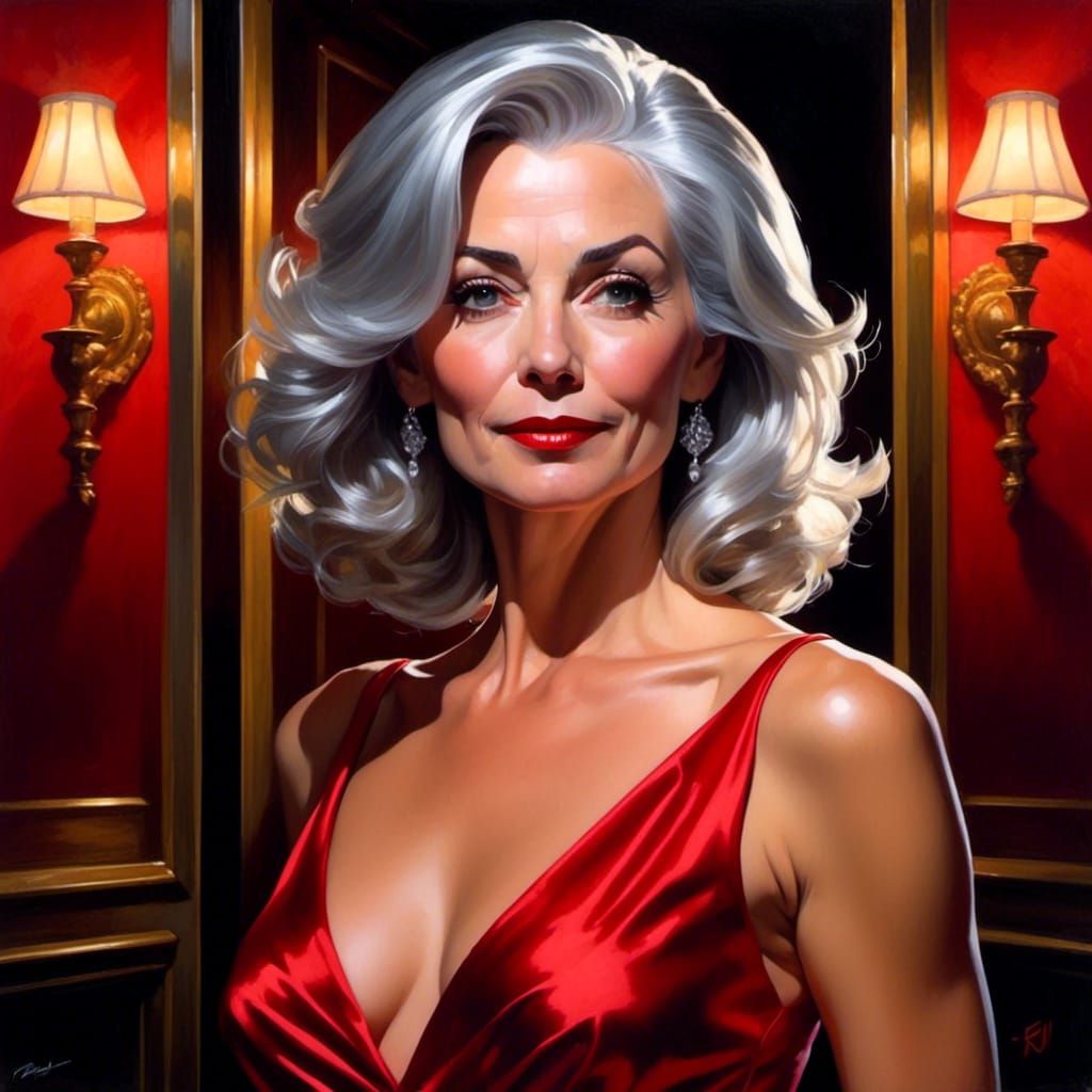 Stunning Woman in Red Gown: Comic Book Art