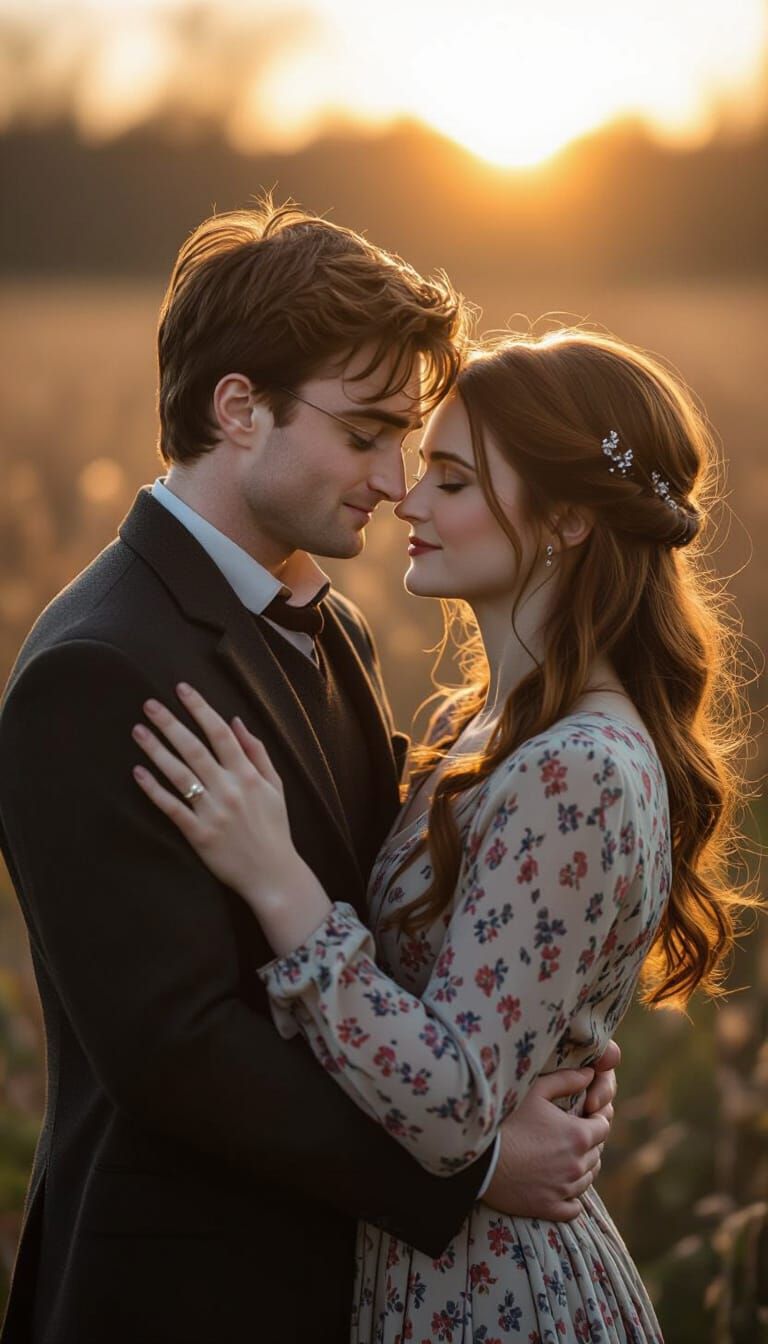 Daniel Radcliffe and Bonnie Wright Embrace, Cinematic Film