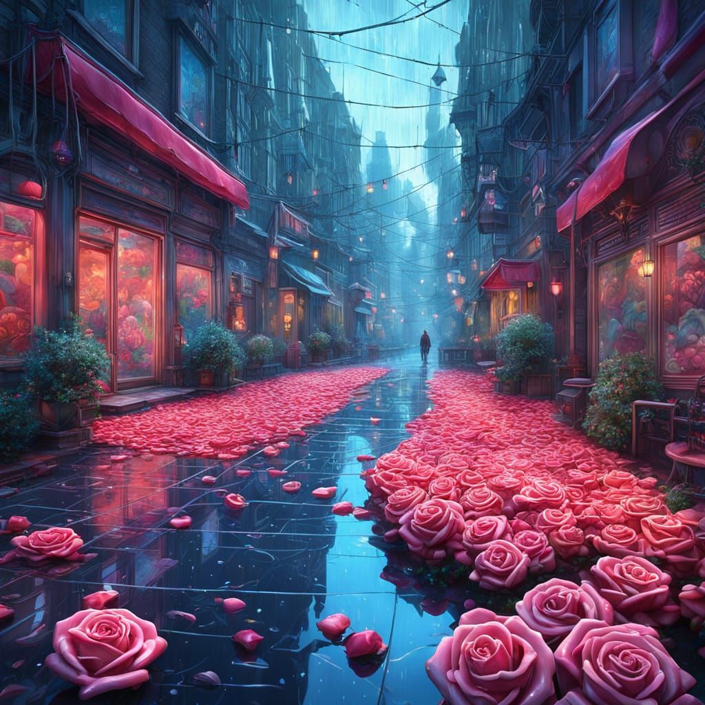 Ethereal Roses in a Stormy Whimsy
