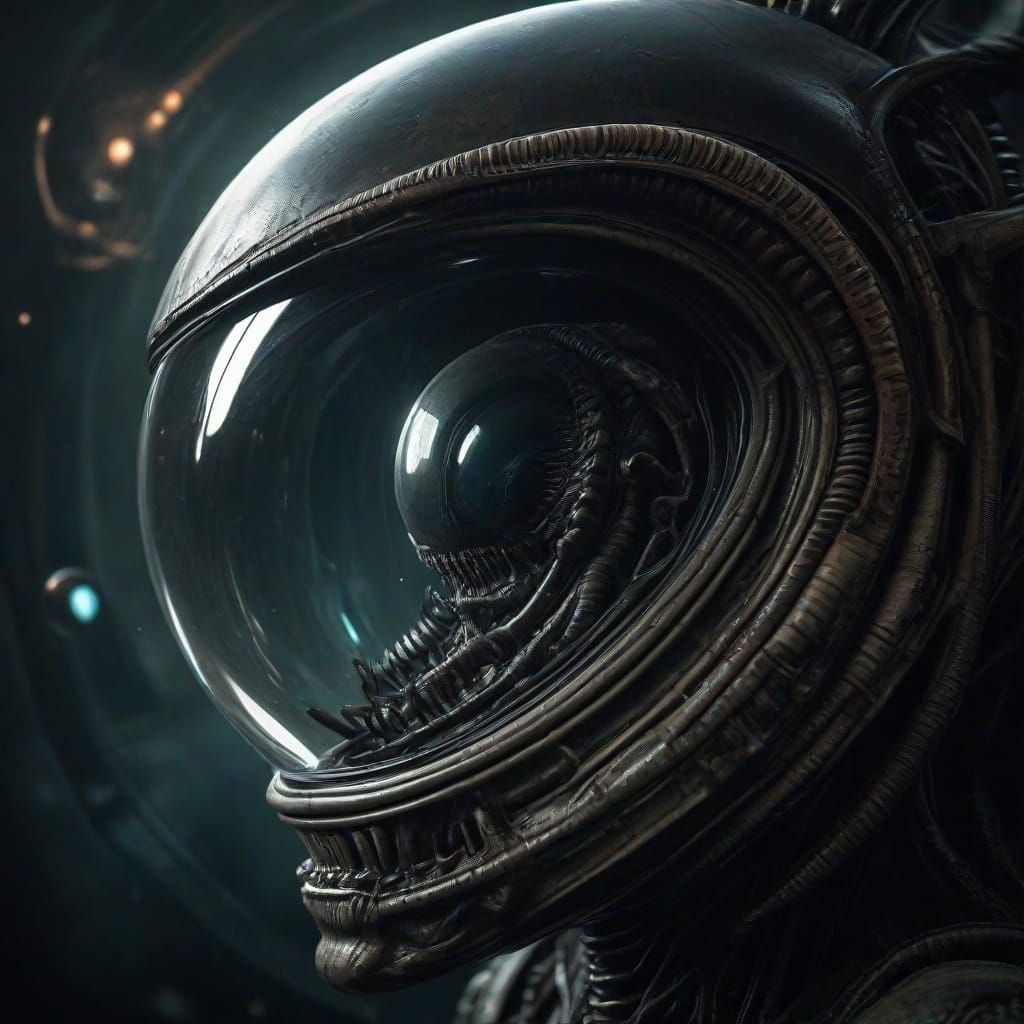 Cosmic Xenomorph in Radiant Shadow