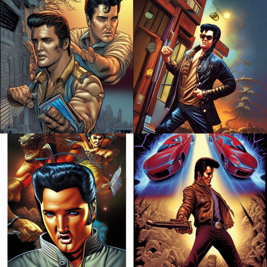 Elvis in Comic Book Art Style