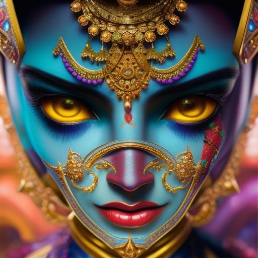 Detailed Portrait of Krishna in Fantasy Art Style