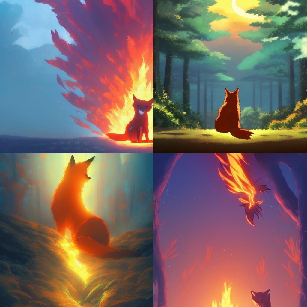 Fiery Fox in Anime Style
