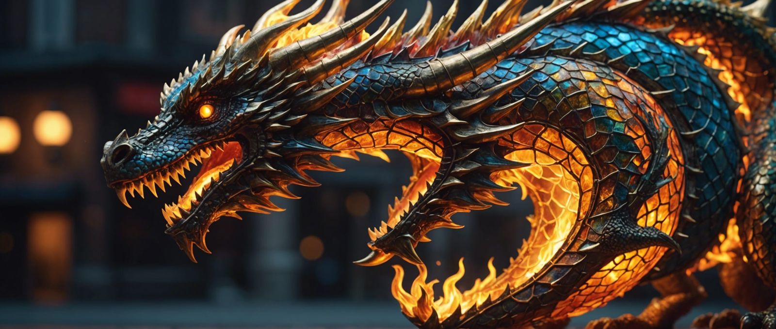 Flaming Glass Dragon Lantern in Detailed 3D