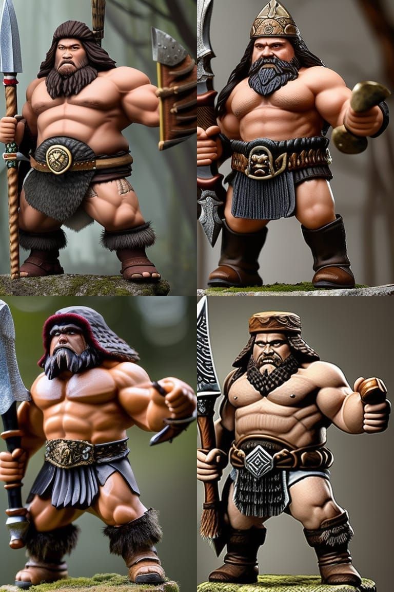 Dwarf Barbarian with Bear Headdress and Axe