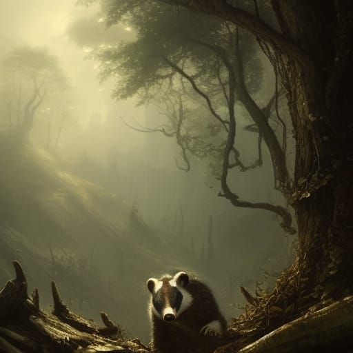 Badgers and Mushrooms Dark Fantasy Concept Art