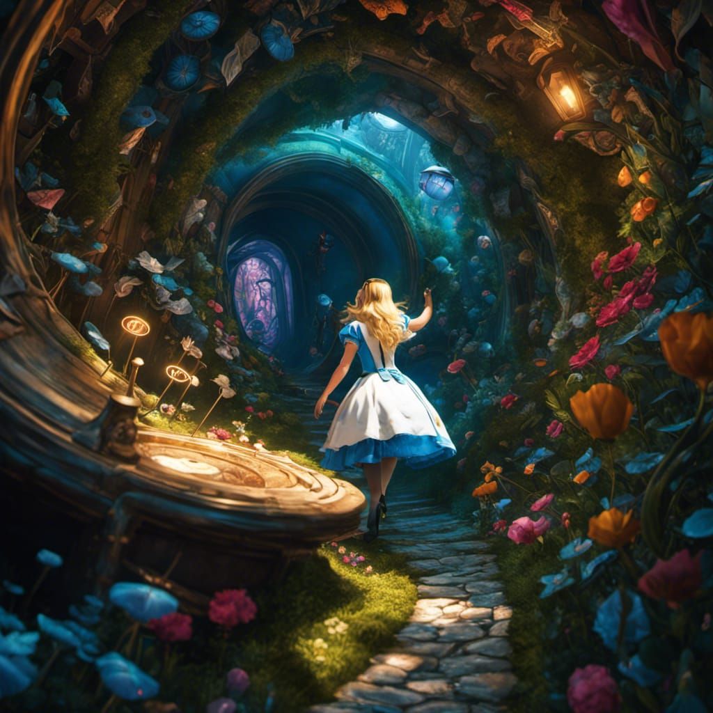 Alice in Wonderland: Down the Rabbit Hole - Digital Art