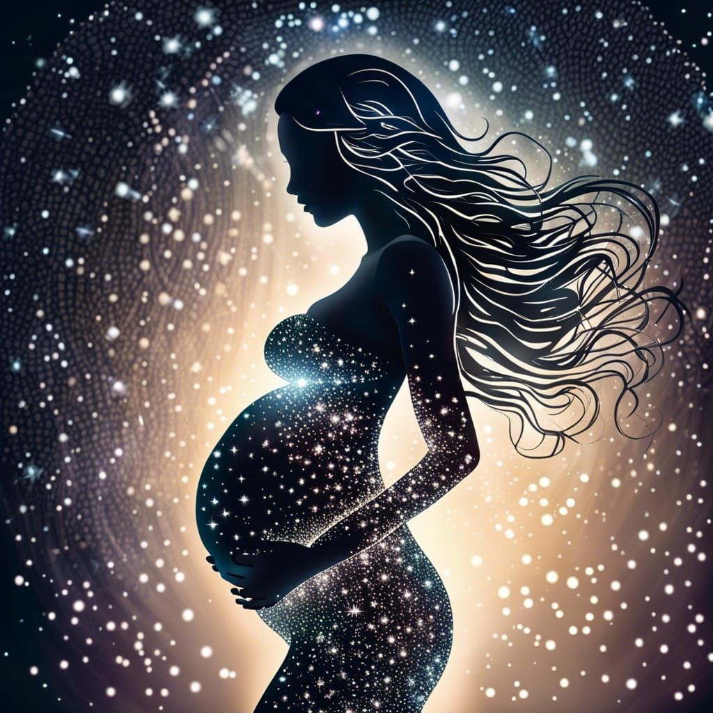 Pregnant Goddess with Sparkles in Digital Art