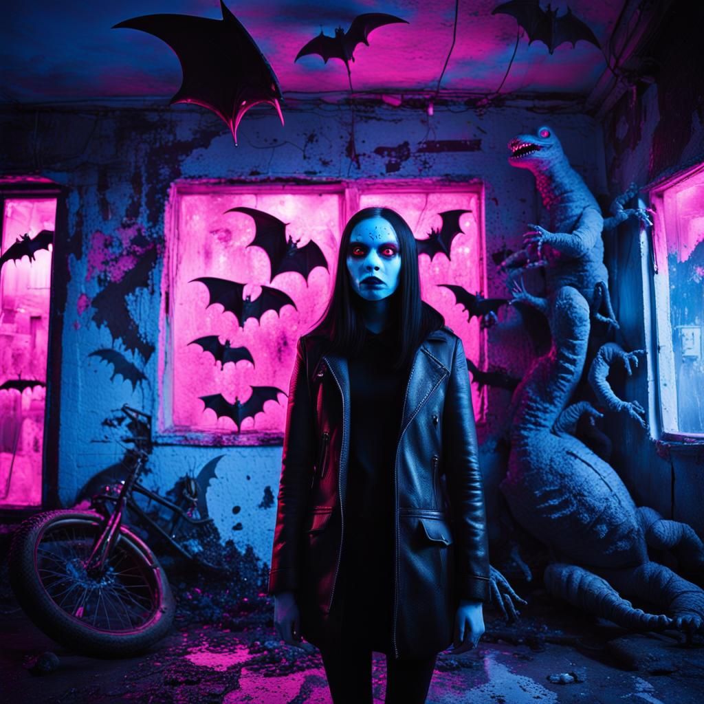 Cyberpunk Monsters and Neon in Impasto Style