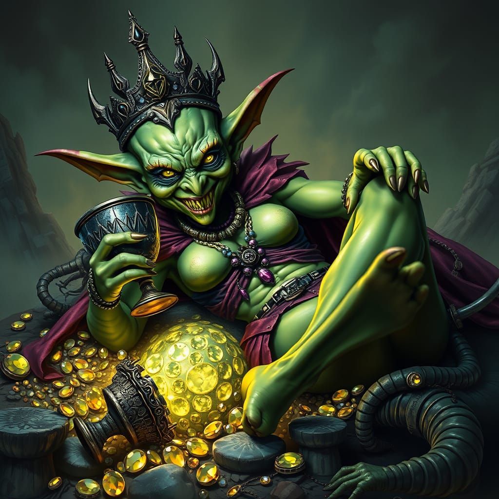 Goblin Queen in Dark Gothic Fantasy Style