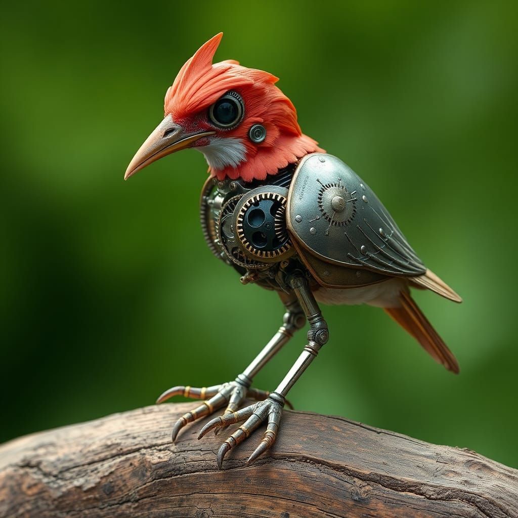 Mechanical Woodpecker: A Steampunk Digital Artwork