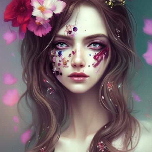 Enchanted Beauty: A Mesmerizing Portrait of a Woman Lost in the Mystical Realms of Fantasy