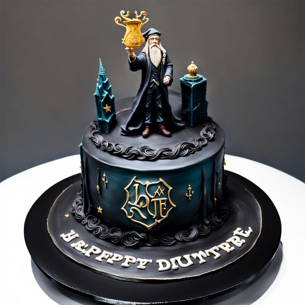Dumbledore Cake Sculpture in High Contrast Colors