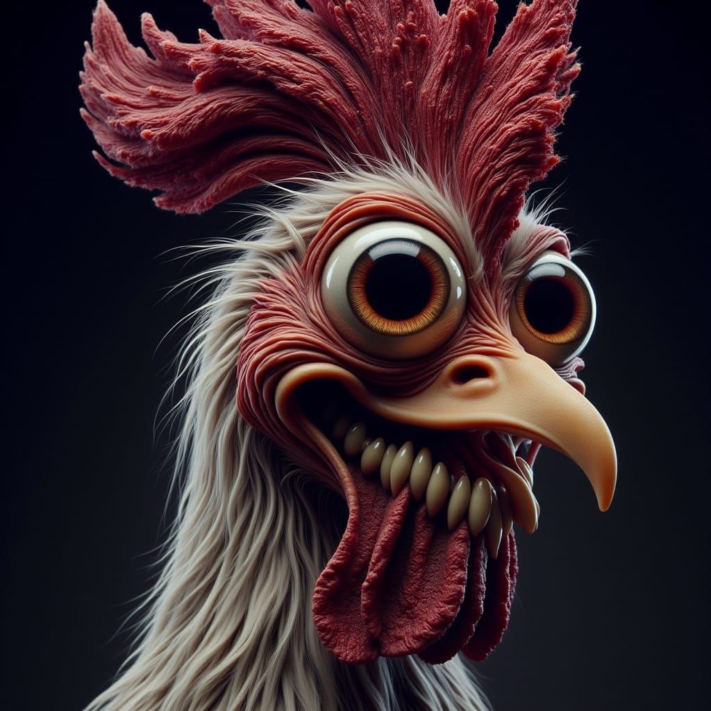 Vibrant Patriotic Rooster in a Surreal Landscape