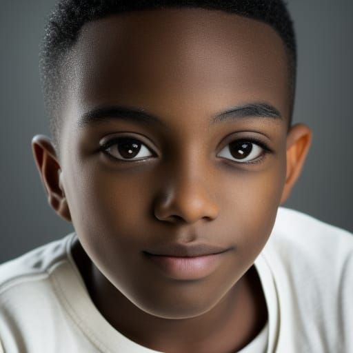 Boy with Black Hair Portrait in Natural Lighting