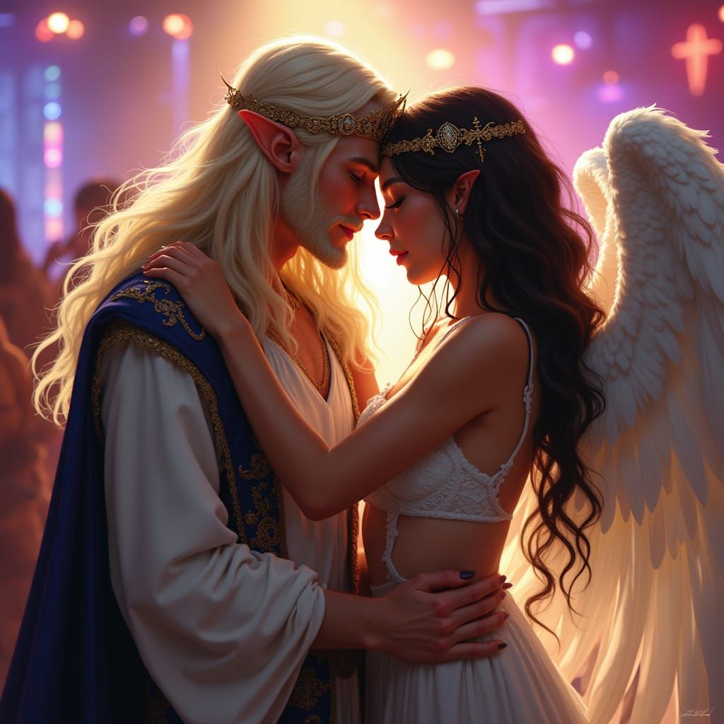 Celestial Beings Share Whimsical Moment in Vibrant Party Rea...